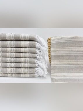 NWT 100% Cotton Turkish Towel Beige Stripe Boho